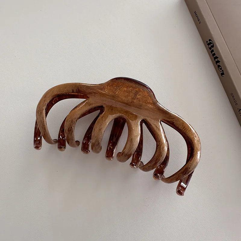 Wood Resin Grab Hair Clip Winter Hairpin Shark Clip Hair Claw Women Hair Accesso