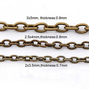 10m Antique Bronze Necklace Chains Brass Bulk DIY Jewelry Making