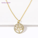 18K Plated Zircon Round Life Tree Heart Pendant