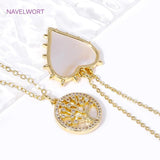 18K Plated Zircon Round Life Tree Heart Pendant
