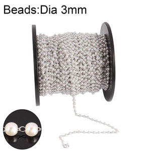 1 Meter Stainless Steel Pearls Chain for DIY Jewelry Making