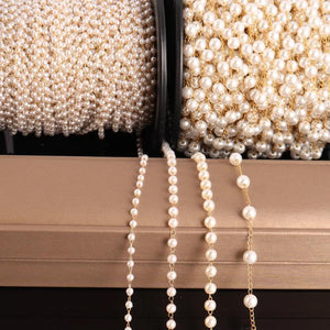 1 Meter Stainless Steel Pearls Chain for DIY Jewelry Making