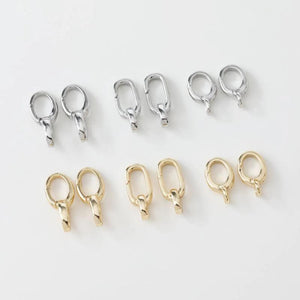 2PCS 14K Plated Chain Lobster Clasp Oval 8 Shape Spring Clasp DIY Necklace