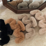 Autumn Plush Hair Clip Fluffy Cream Rabbit Hair M-shaped Hair Claw Hair Accessor