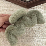 Autumn Plush Hair Clip Fluffy Cream Rabbit Hair M-shaped Hair Claw Hair Accessor