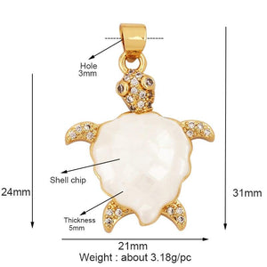 Heart Butterfly 18K Plated Charm Pendant with Shell Chips Inlay