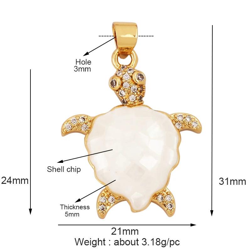 Heart Butterfly 18K Plated Charm Pendant with Shell Chips Inlay