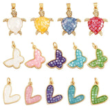 Heart Butterfly 18K Plated Charm Pendant with Shell Chips Inlay