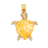 Heart Butterfly 18K Plated Charm Pendant with Shell Chips Inlay