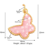 Heart Butterfly 18K Plated Charm Pendant with Shell Chips Inlay