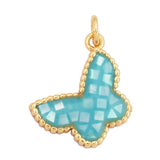 Heart Butterfly 18K Plated Charm Pendant with Shell Chips Inlay