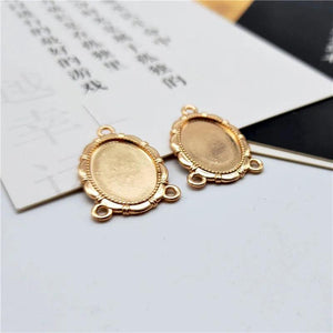 10pcs Metal 13x18mm Oval Blank Base Settings Tray Bezel 3 Loops DIY Necklace