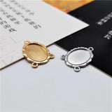 10pcs Metal 13x18mm Oval Blank Base Settings Tray Bezel 3 Loops DIY Necklace