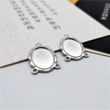 10pcs Metal 13x18mm Oval Blank Base Settings Tray Bezel 3 Loops DIY Necklace