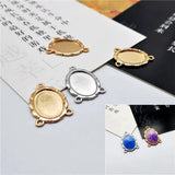 10pcs Metal 13x18mm Oval Blank Base Settings Tray Bezel 3 Loops DIY Necklace