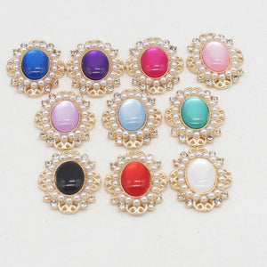 10PCS Metal Rhinestone Pearl Cat Eye Clothing Decoration