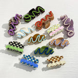 Acetate Lattice Checkerboard Big Hair Clip Claw for Women
