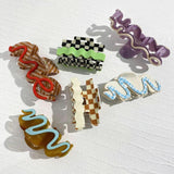 Acetate Lattice Checkerboard Big Hair Clip Claw for Women