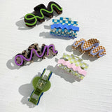 Acetate Lattice Checkerboard Big Hair Clip Claw for Women