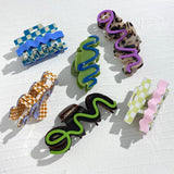 Acetate Lattice Checkerboard Big Hair Clip Claw for Women