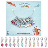 12 Pcs Glass Pearl Stitch Markers Alloy Enamel Crochet Stitch Marker Charms