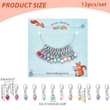 12 Pcs Glass Pearl Stitch Markers Alloy Enamel Crochet Stitch Marker Charms