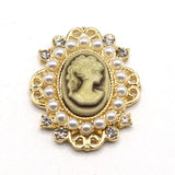 10Pcs Pearl Water Diamond Resin Beauty Head Alloy Accessories
