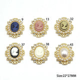 10Pcs Pearl Water Diamond Resin Beauty Head Alloy Accessories