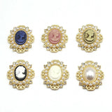 10Pcs Pearl Water Diamond Resin Beauty Head Alloy Accessories