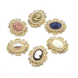 10Pcs Pearl Water Diamond Resin Beauty Head Alloy Accessories