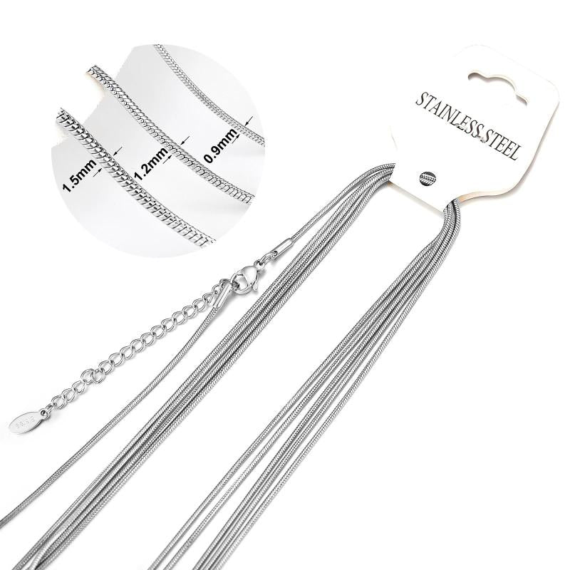 Stainless Steel Round Snake Chain Necklace 0.9/1.2/1.5mm