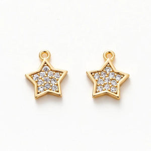 18K Pentagram Star Charms Tail Chain Earrings Bracelet Necklace DIY Jewelry