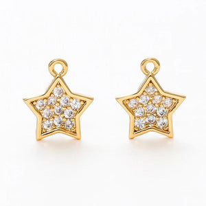 18K Pentagram Star Charms Tail Chain Earrings Bracelet Necklace DIY Jewelry