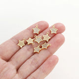 18K Pentagram Star Charms Tail Chain Earrings Bracelet Necklace DIY Jewelry