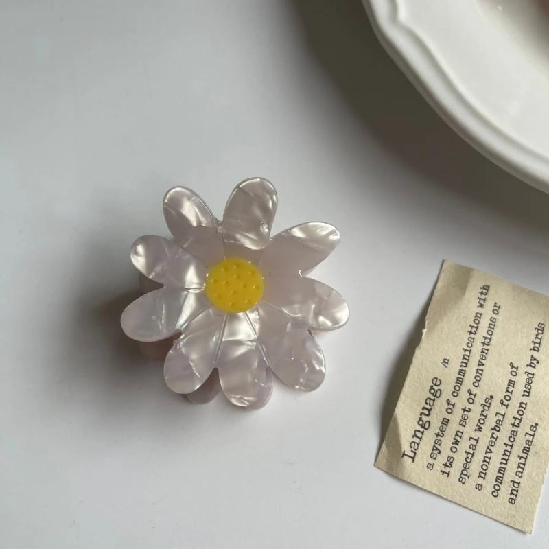 Women's Cartoon Face Hair Claw Clips Acetate Daisy Tulip Sunflower