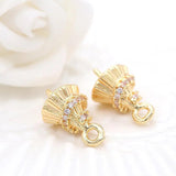14K Plated Brass Zircon Pearl Beads Charms Caps Findings