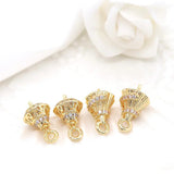 14K Plated Brass Zircon Pearl Beads Charms Caps Findings