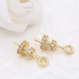 14K Plated Brass Zircon Pearl Beads Charms Caps Findings
