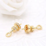 14K Plated Brass Zircon Pearl Beads Charms Caps Findings