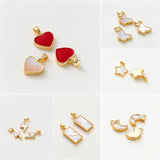 18K Brass Shell Moon Star Heart Lightning Charms Pendants