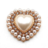 10Pcs 27MM Metal Pearl Heart Rhinestone Button Clothing Hair Accessories Dress