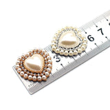 10Pcs 27MM Metal Pearl Heart Rhinestone Button Clothing Hair Accessories Dress