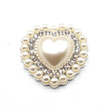 10Pcs 27MM Metal Pearl Heart Rhinestone Button Clothing Hair Accessories Dress