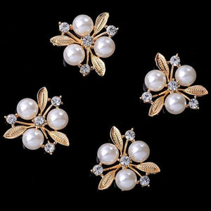 10Pcs 24 * 26mm Alloy Leaf Flower Heart Pearl Rhinestone Hair Accessories Diy