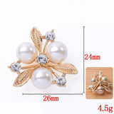 10Pcs 24 * 26mm Alloy Leaf Flower Heart Pearl Rhinestone Hair Accessories Diy