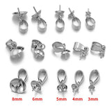 20pcs Stainless Steel Pearl Pendants Eye Pins Bail Top Drilled Beads End Caps