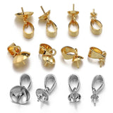 20pcs Stainless Steel Pearl Pendants Eye Pins Bail Top Drilled Beads End Caps