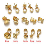 20pcs Stainless Steel Pearl Pendants Eye Pins Bail Top Drilled Beads End Caps