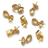 20pcs Stainless Steel Pearl Pendants Eye Pins Bail Top Drilled Beads End Caps