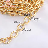 10x14MM 24K Gold Chain Link Necklace Bracelet DIY Jewelry Findings